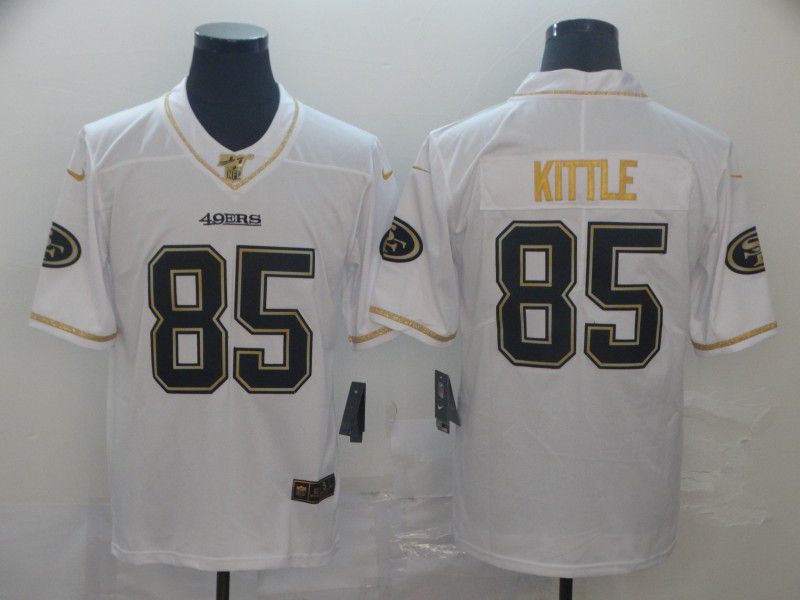 Men San Francisco 49ers 85 Kittle White Retro gold character Nike NFL Jerseys